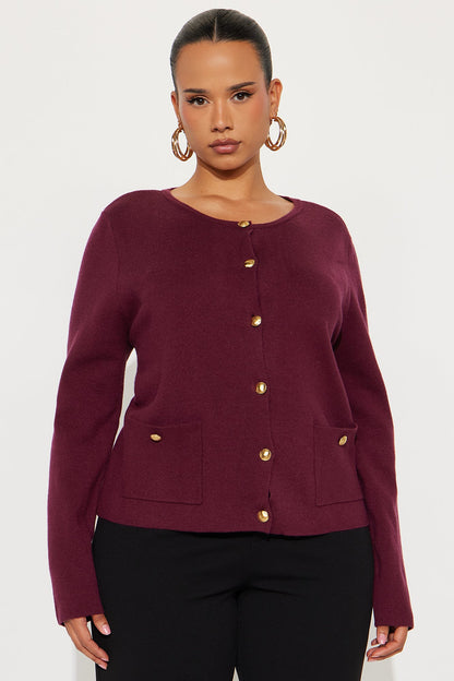 Lindie Hardware Cardigan - Wine