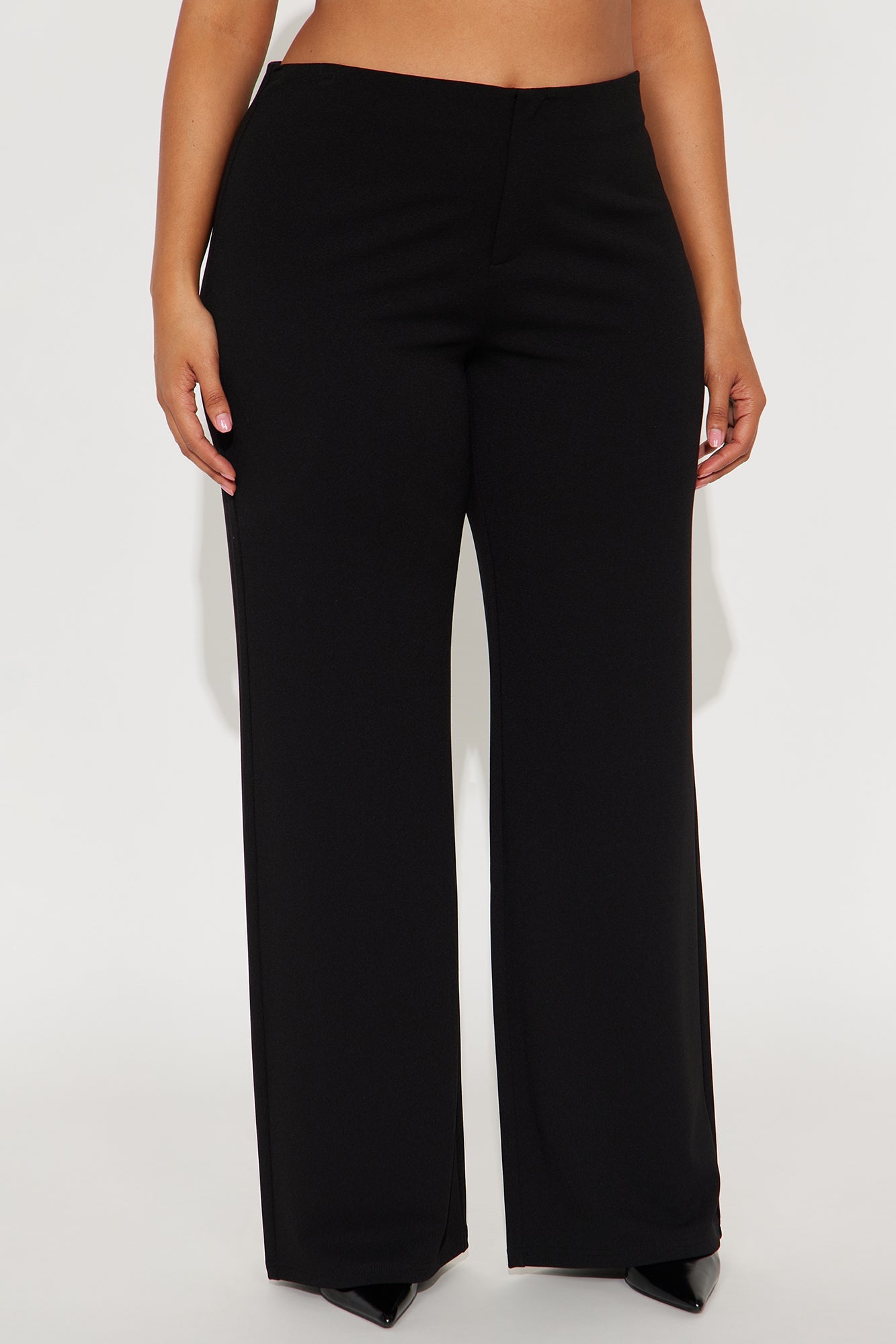 Out Of Office Low Rise Wide Leg Trouser Pant 33″ - Black