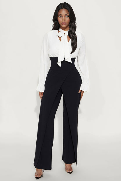 Monica Crepe Tie Neck Jumpsuit - Black