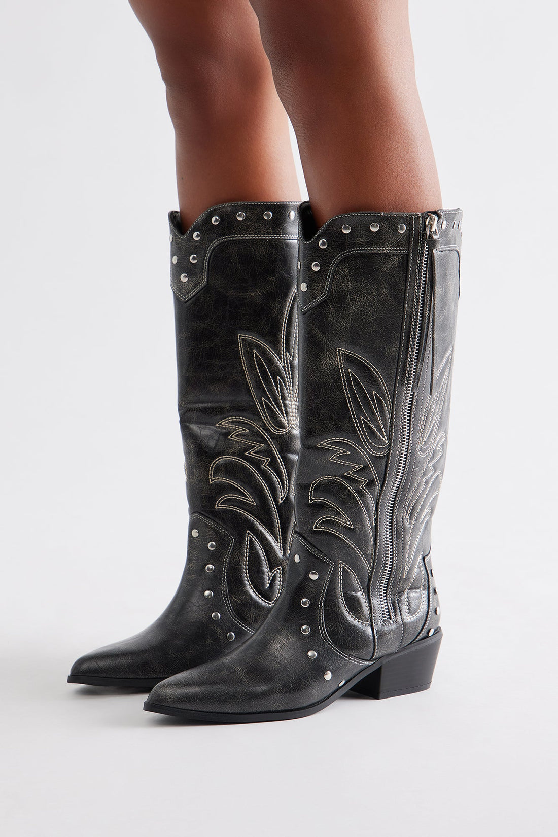 Parton Studded Cowboy Boots - Black