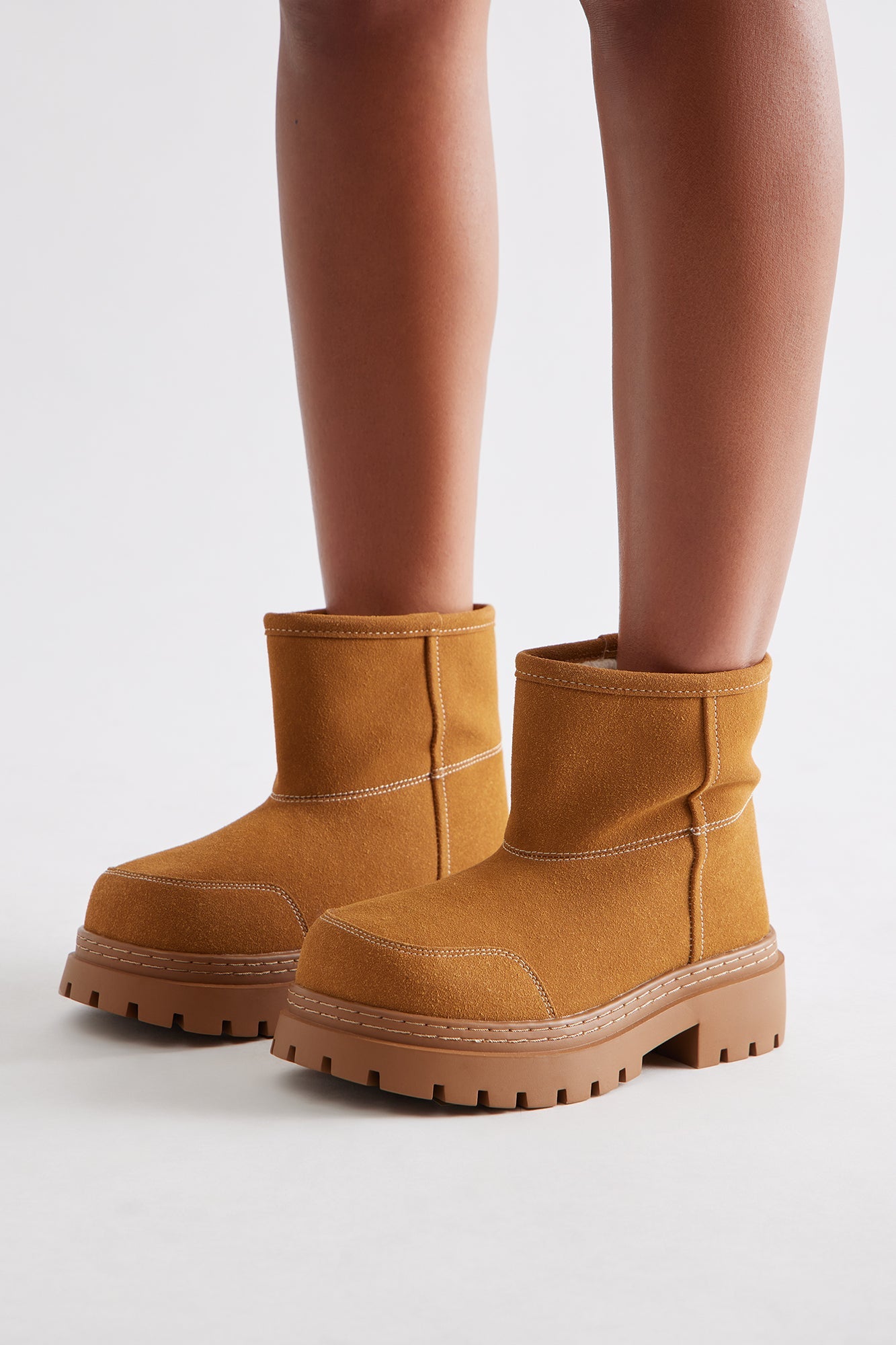 Illinois Faux Suede Booties - Camel