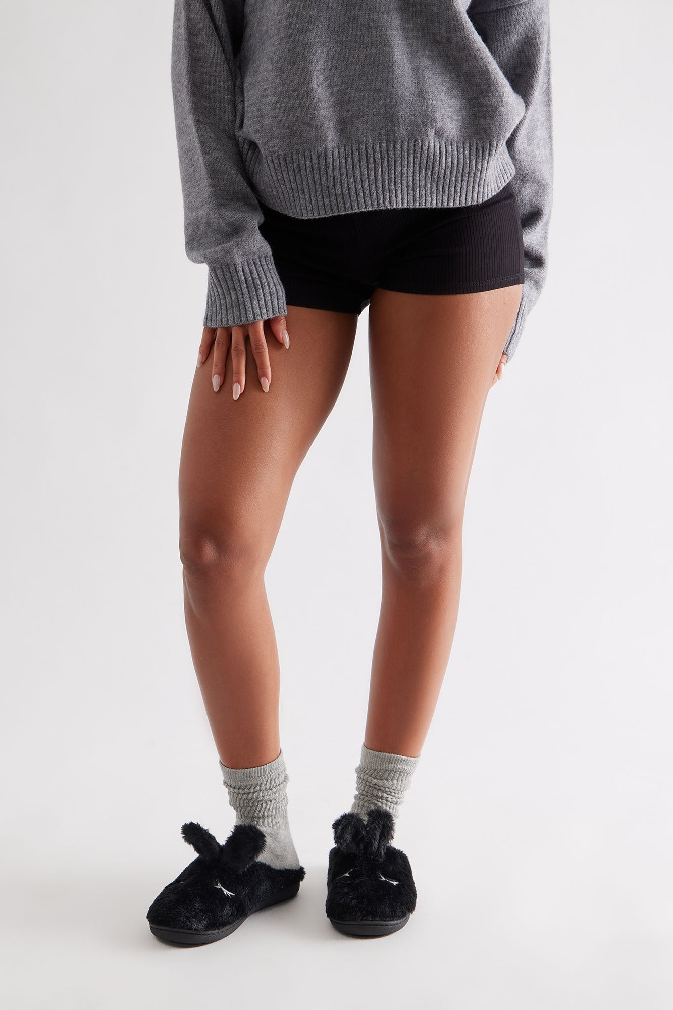Trix Faux Fur Slippers - Black