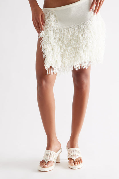 Kosetta Raffia Crochet Thong Mules - Cream