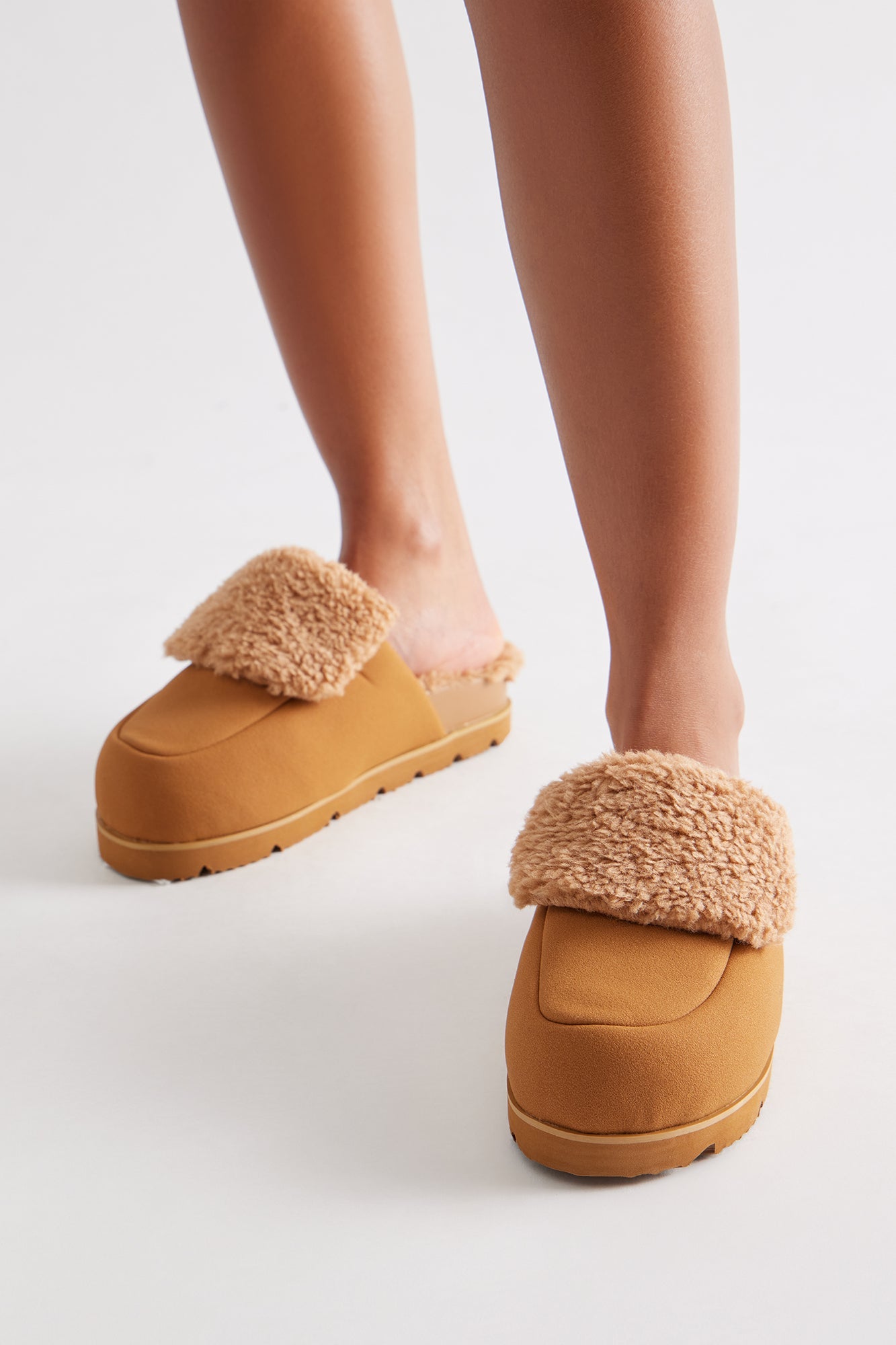 Login Faux Suede Slip On Flats - Tan