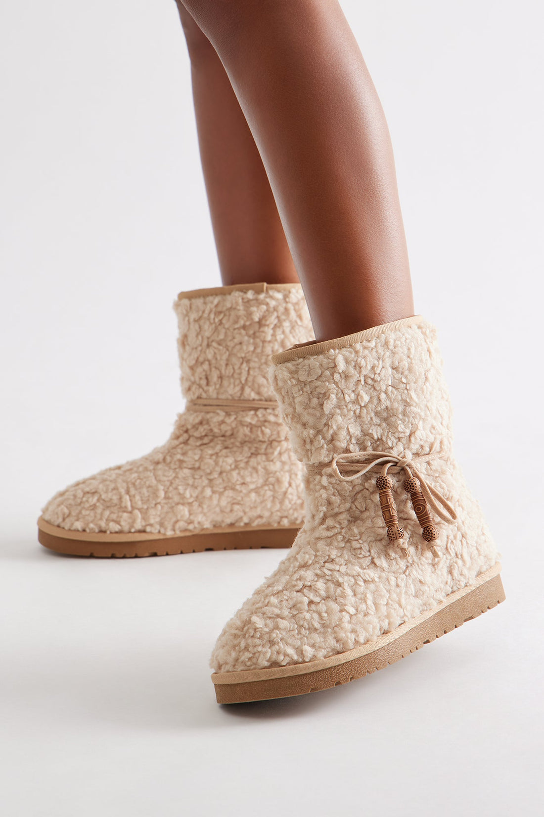 Calgary Faux Fur Booties - Nude