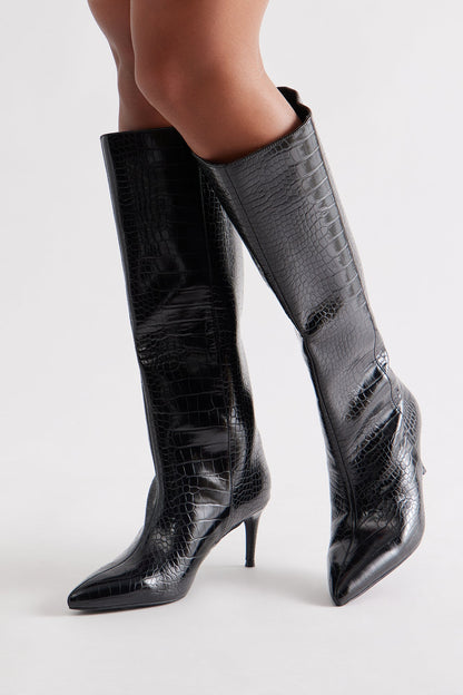 Nomade Stiletto Knee High Boots - Black/combo