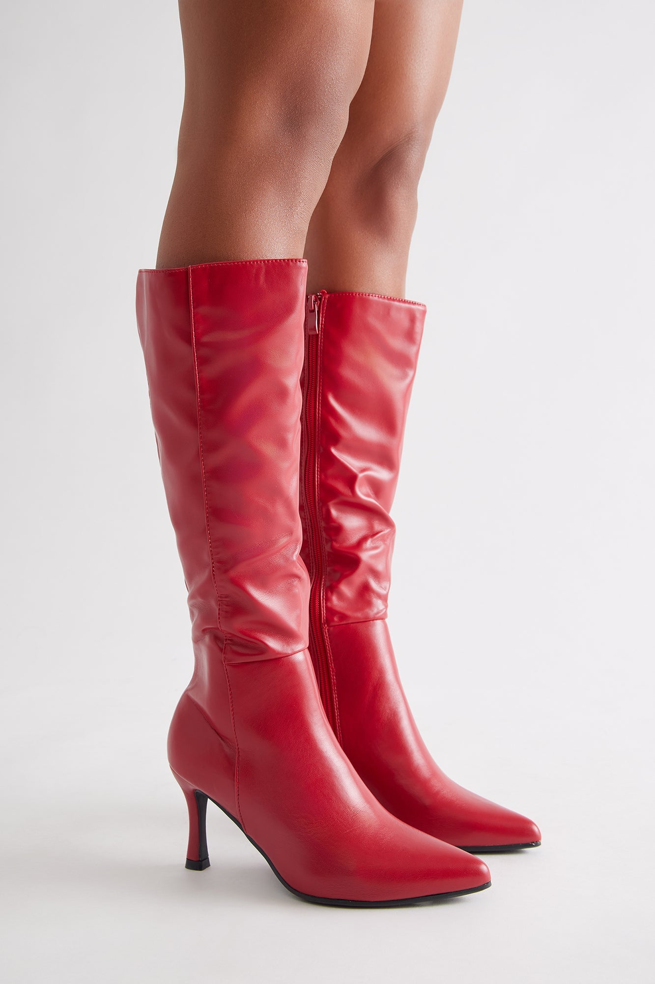 Edge Knee High Boots - Red