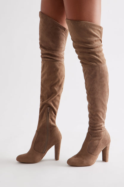 Nev Thigh High Boots - Taupe