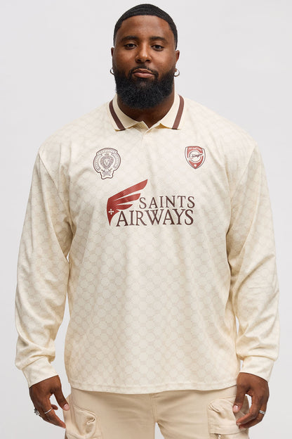 Saints Airways Long Sleeve Jersey Polo - Ivory