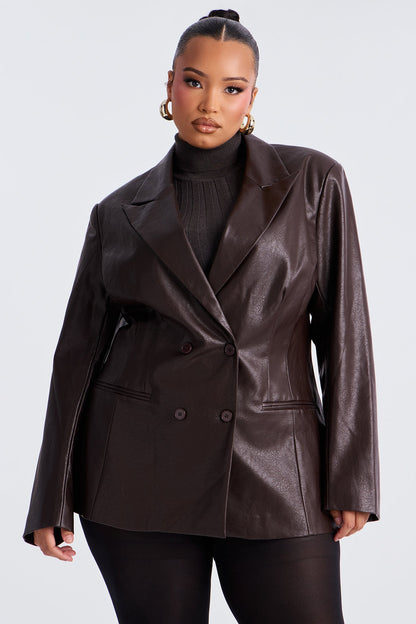 Phoebe Hourglass Blazer - Brown