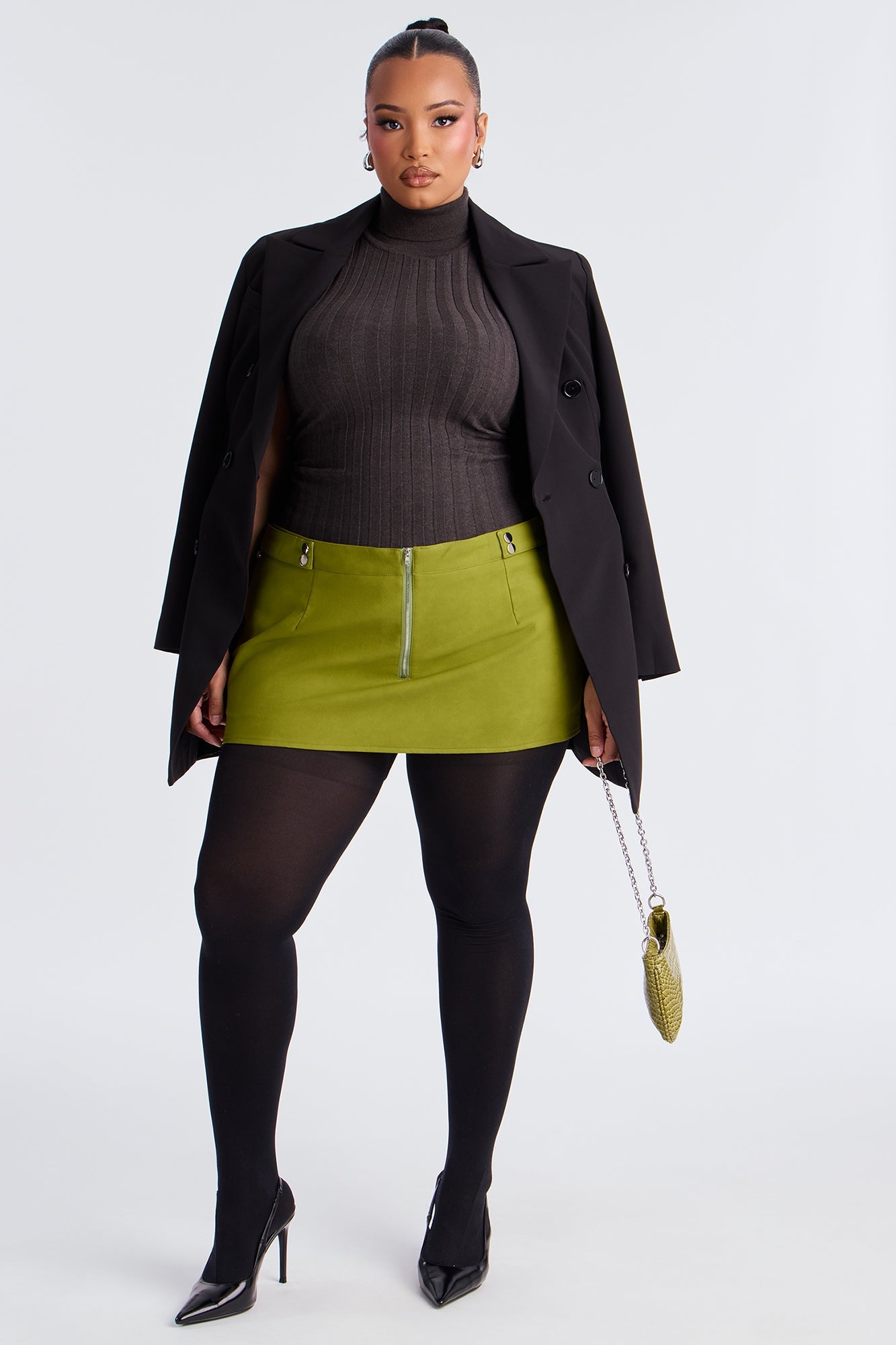 Up To No Good Washed Faux Leather Micro Mini Skirt - Olive