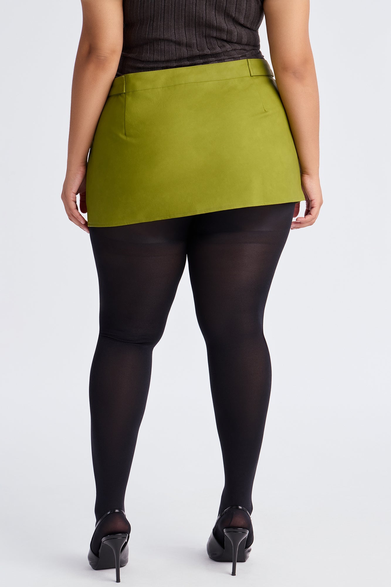 Up To No Good Washed Faux Leather Micro Mini Skirt - Olive