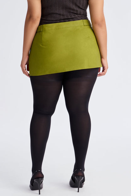 Up To No Good Washed Faux Leather Micro Mini Skirt - Olive