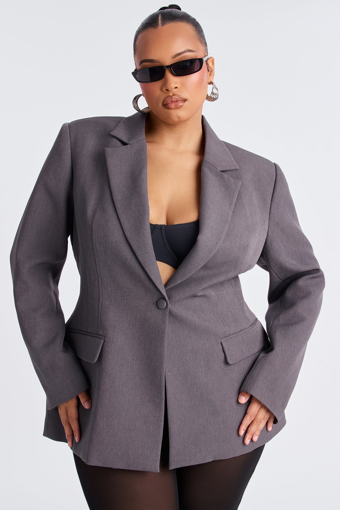 Hailey Hourglass Fitted Blazer - Charcoal