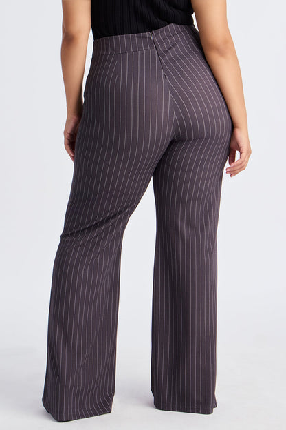 Victoria High Waisted Dress Pant Pinstripe - Grey/combo