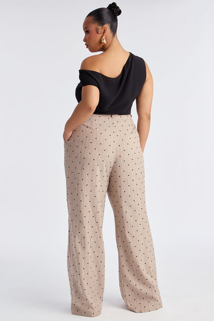 Hold Your Heart Pinstripe Trouser Pant 33″ - Taupe