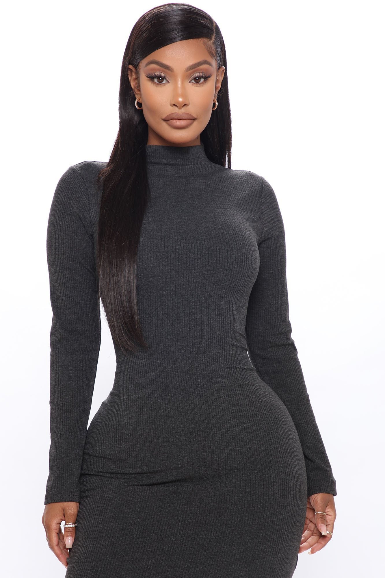 Happy Hour Feels Midi Dress - Charcoal