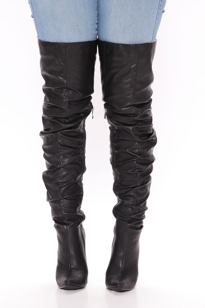 Not Playing Around Heeled Boots - Black