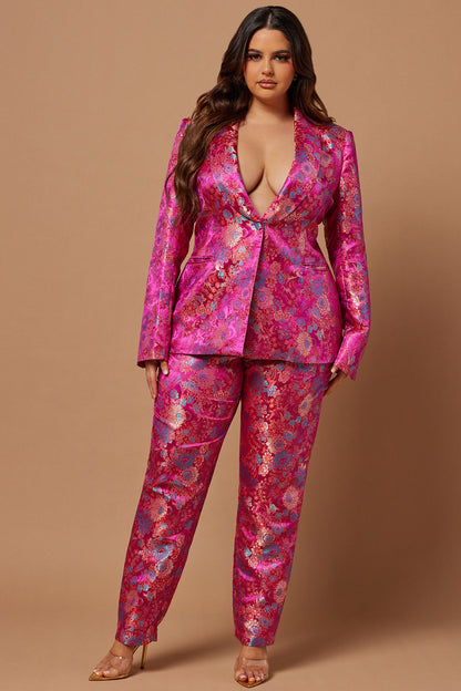Pretty In Pink Embroidered Suit Set - Fuchsia