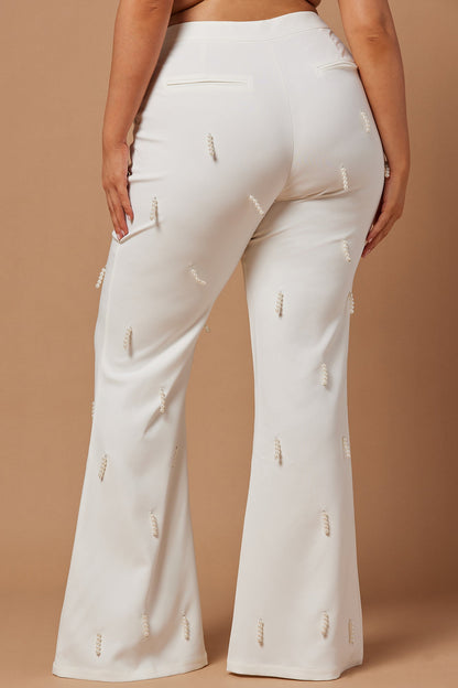 Bella Embellished Pant - Ivory