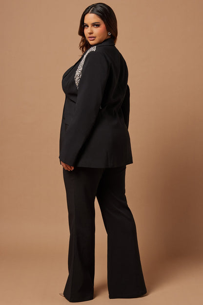 Claire Embellished Suit Set - Black