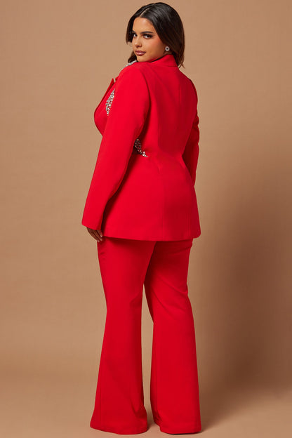 Claire Embellished Suit Set - Red
