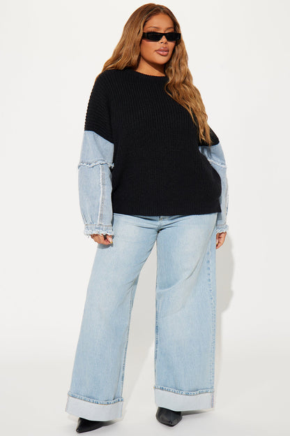 Ella Denim Sweater - Black/Blue