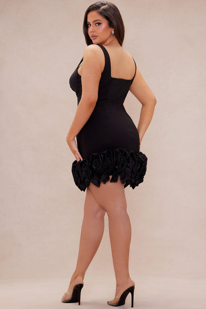 Sasha Rose Hem Mini Dress - Black