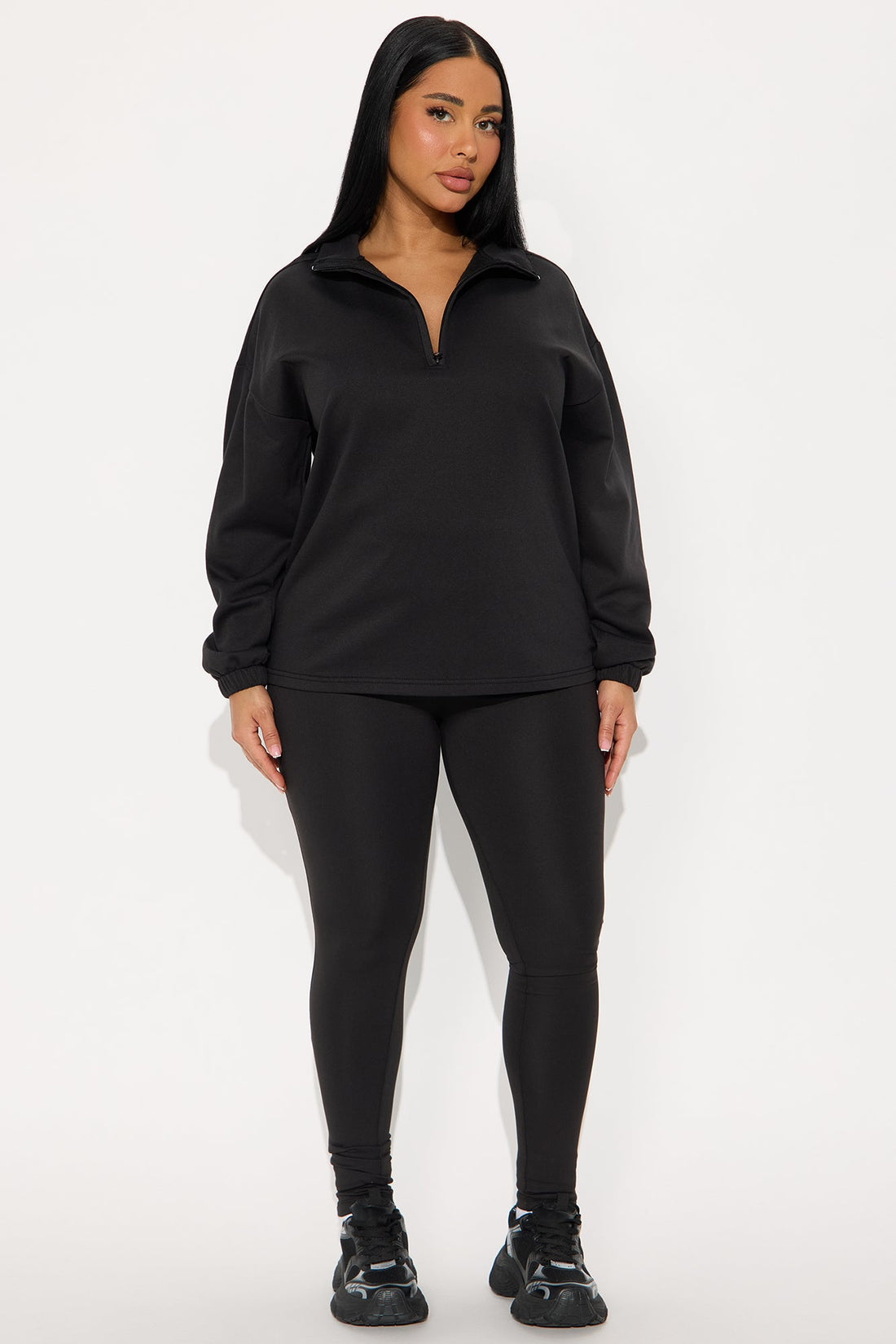 Beverly Quarter Zip Fleece Pant Set - Black