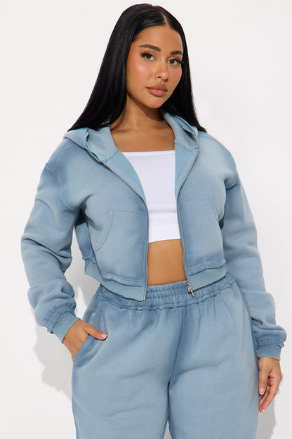Wynona Washed Fleece Pant Set - Slate Blue