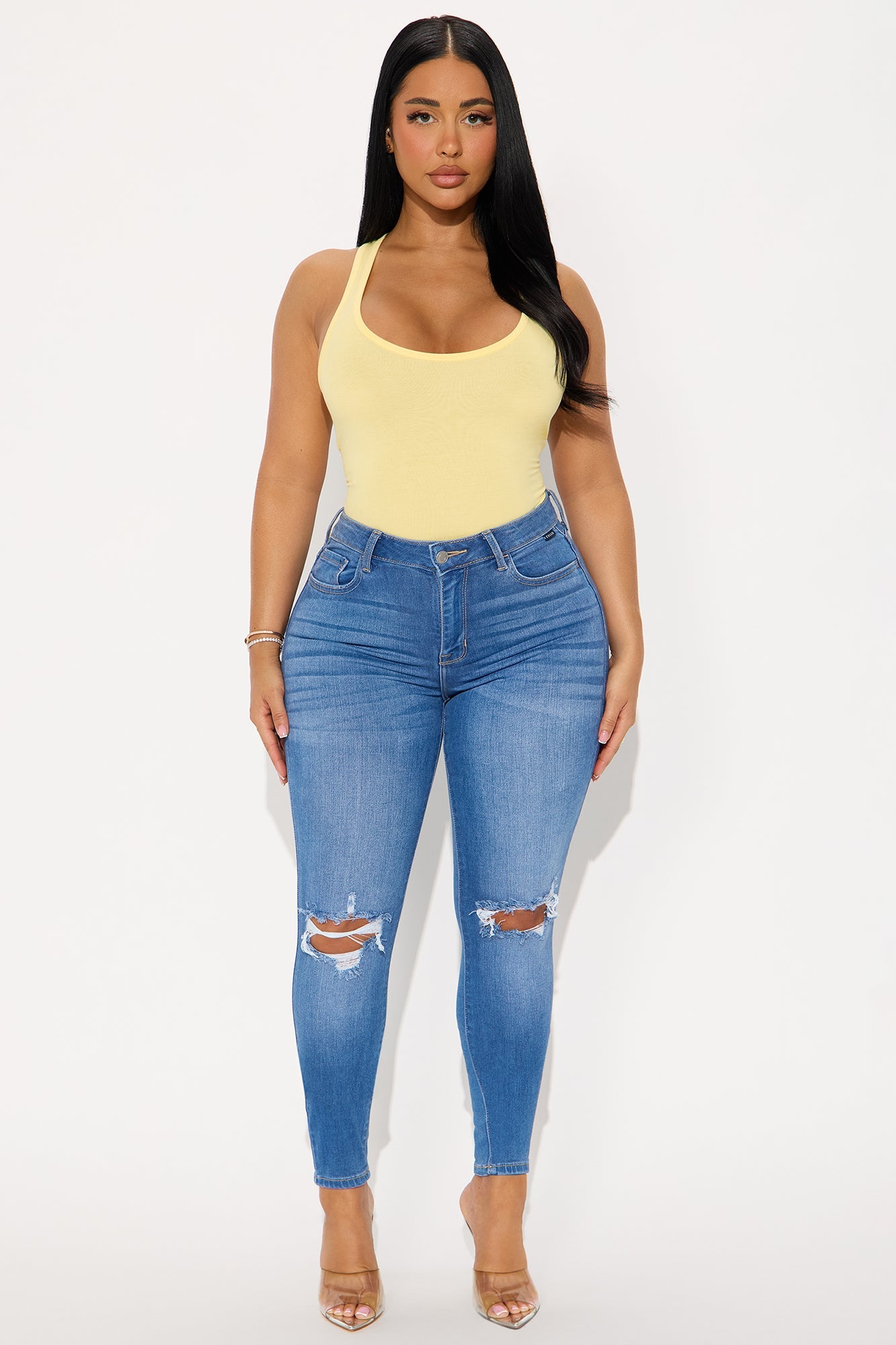 Divine Basic Tank Bodysuit - Butter Yellow