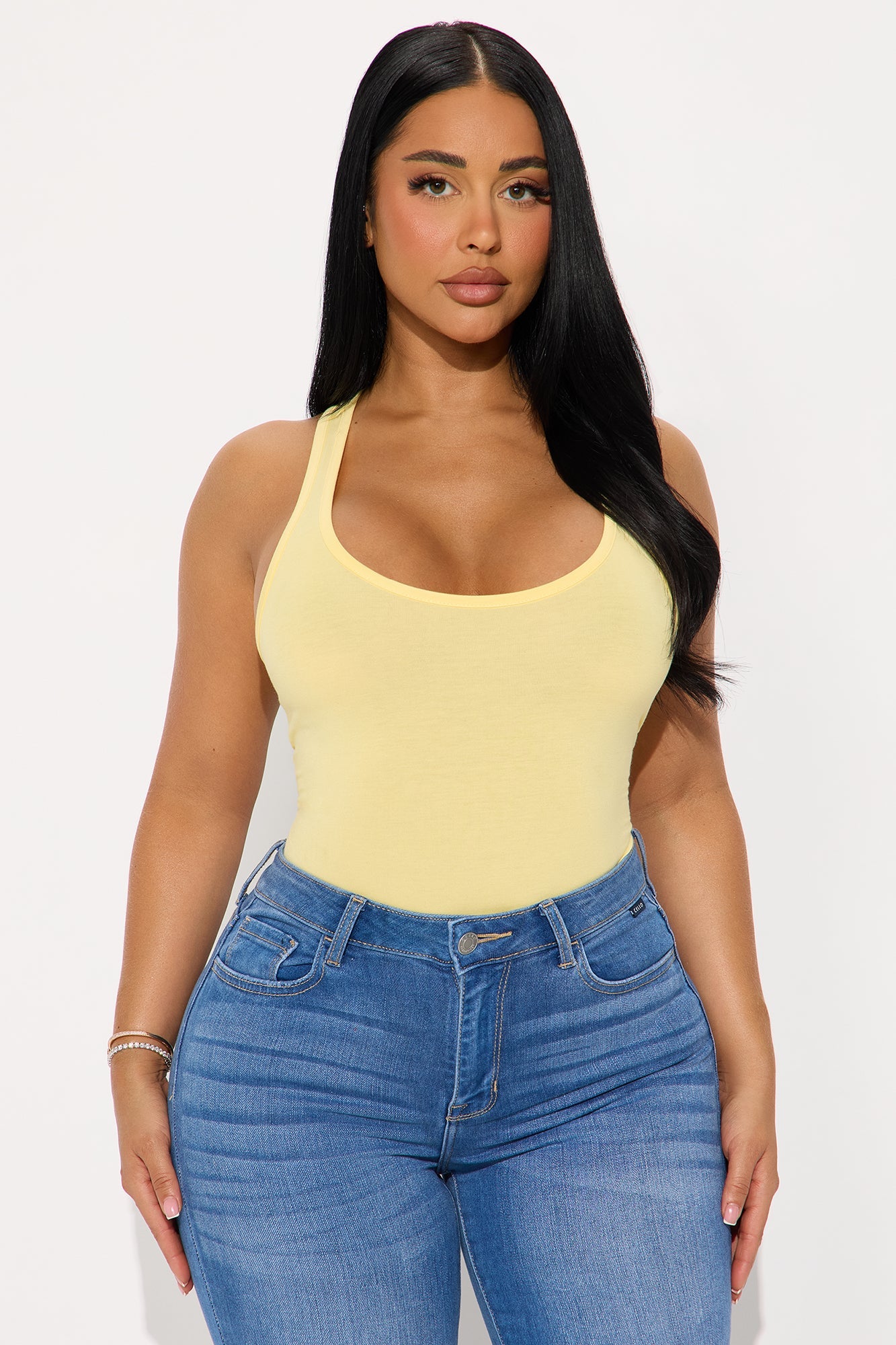 Divine Basic Tank Bodysuit - Butter Yellow