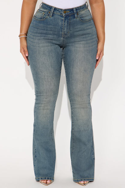 Classic Compression Stretch Flare Jeans - Vintage Wash