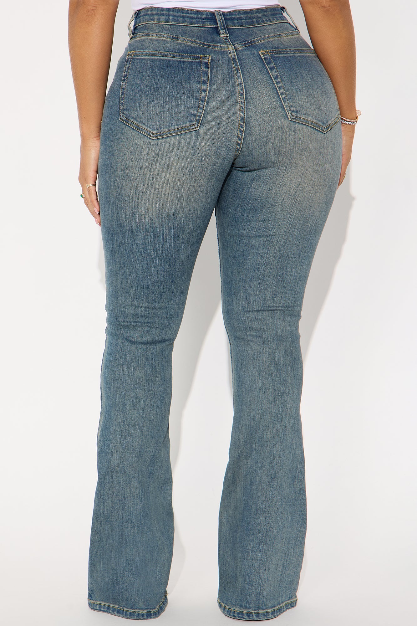 Classic Compression Stretch Flare Jeans - Vintage Wash