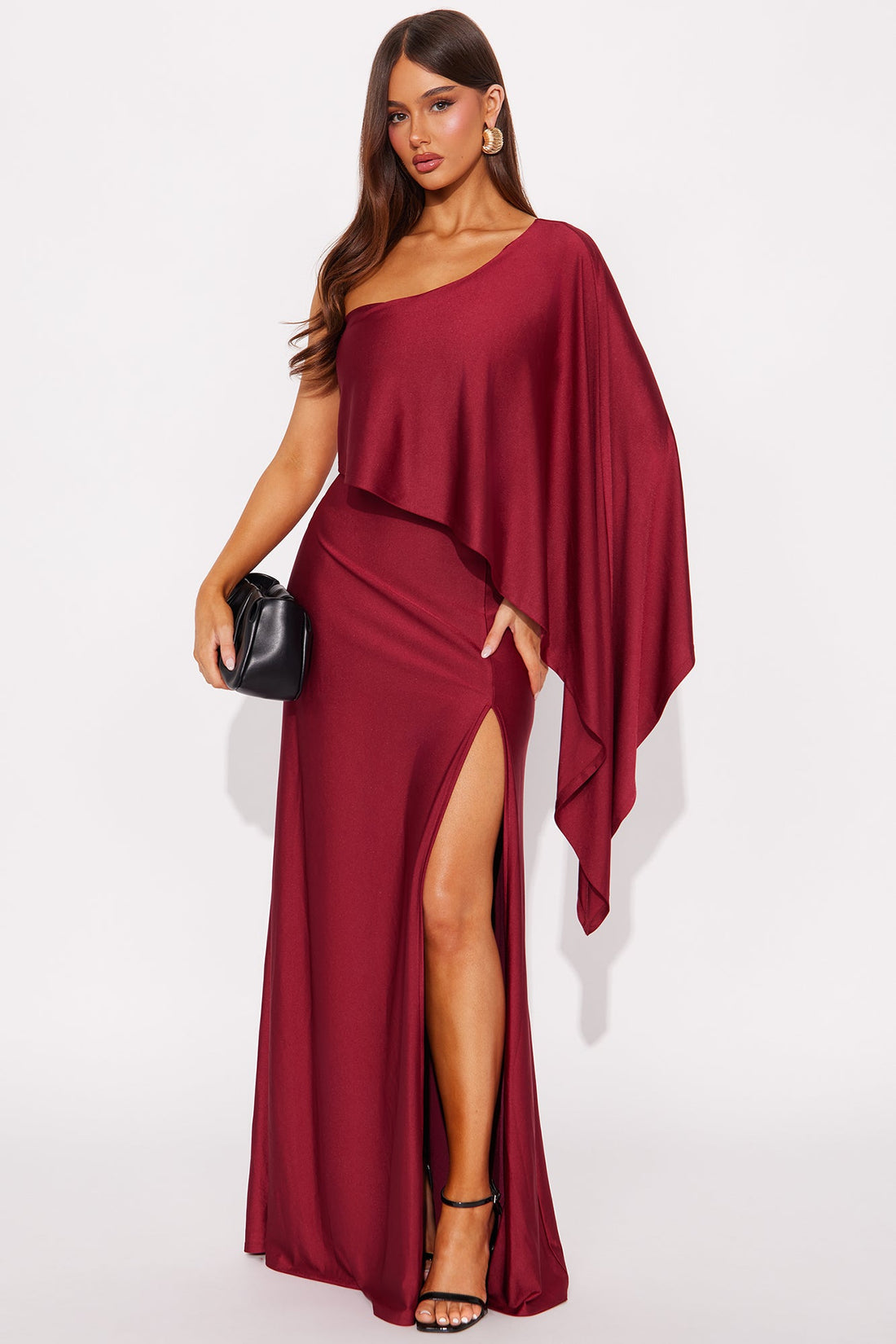 Classic Mayhem Draped Maxi Dress - Burgundy