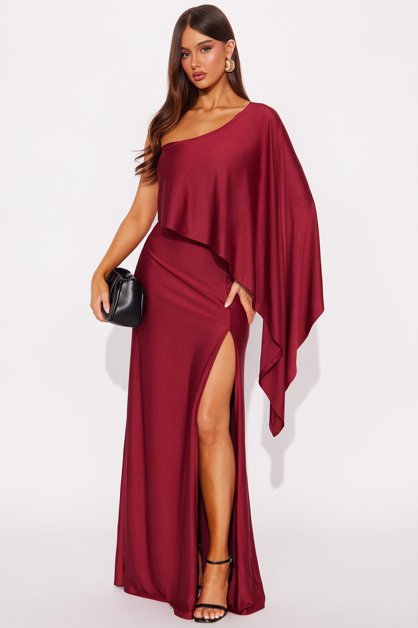Classic Mayhem Draped Maxi Dress - Burgundy