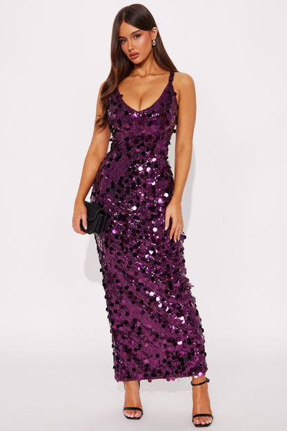 Extra Extra Sequin Maxi Dress - Plum
