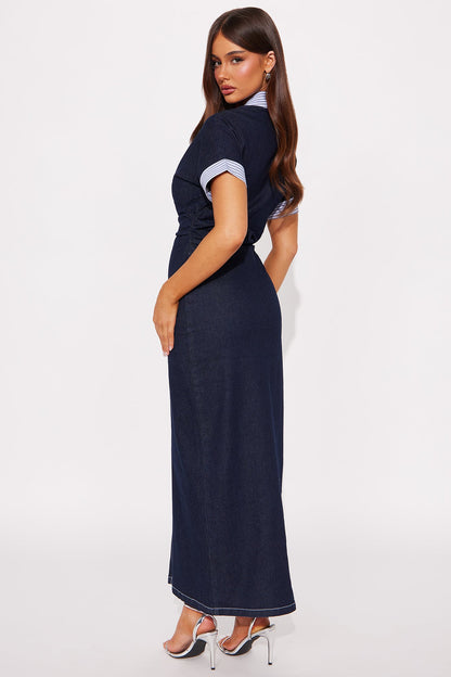 Dream Chaser Denim Maxi Dress - Dark Denim