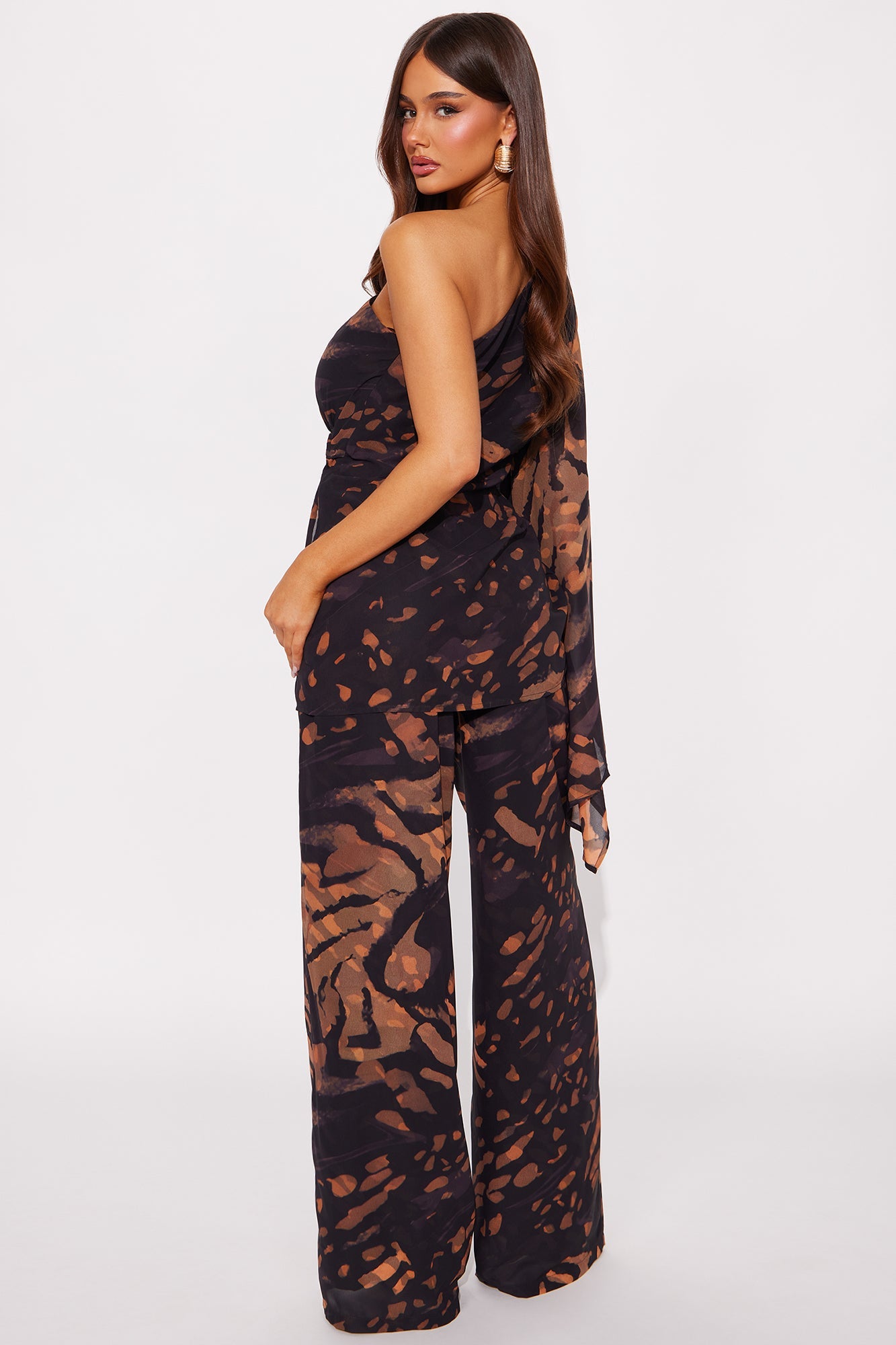 Eva One Shoulder Pant Set - Black/combo