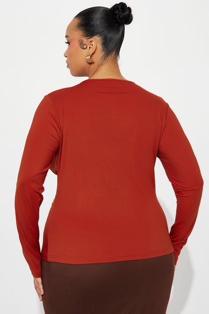 Nettal Ruched Long Sleeve Top - Rust