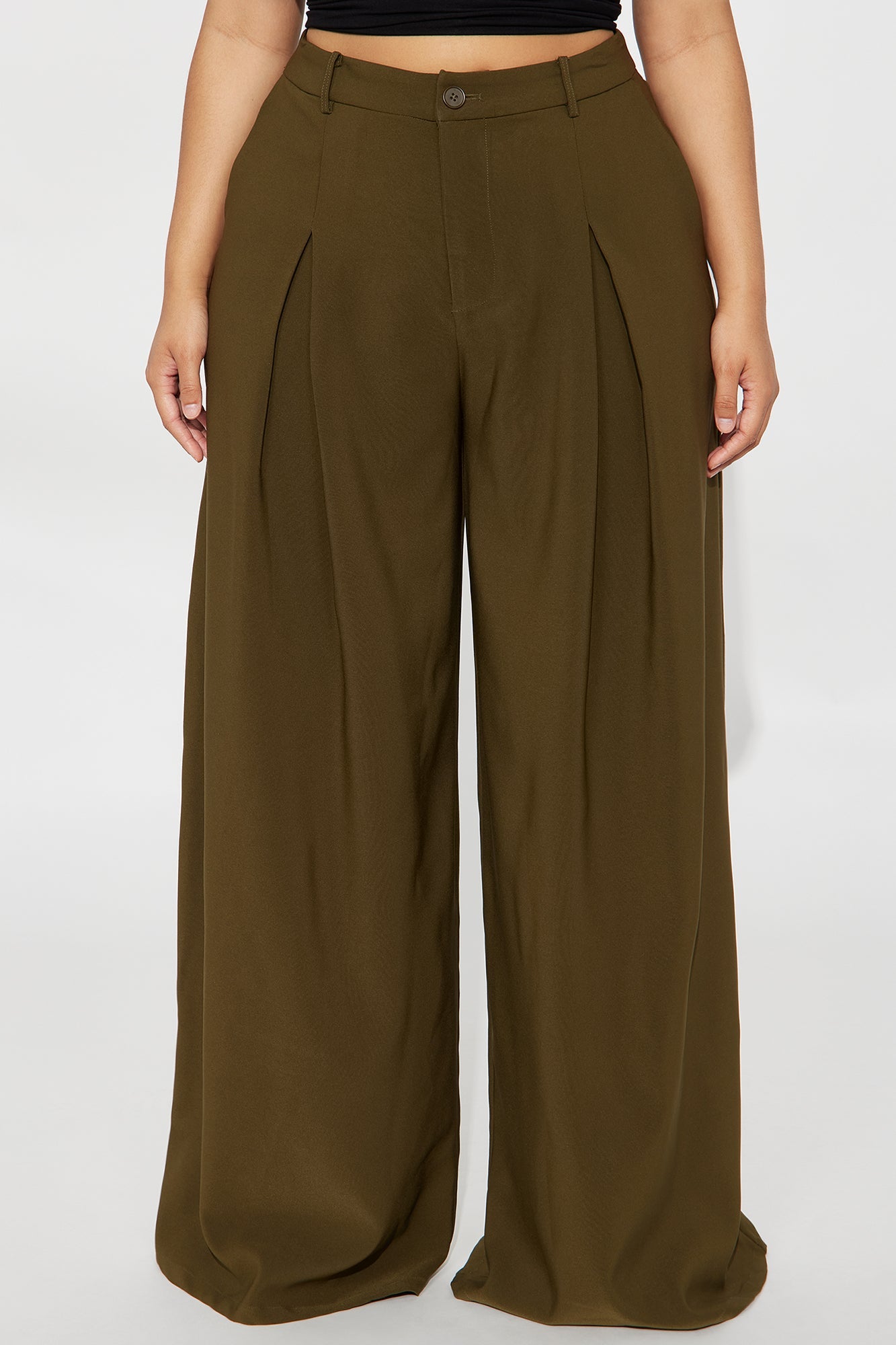 Karianna Crepe Woven Wide Leg Pant 33 - Olive