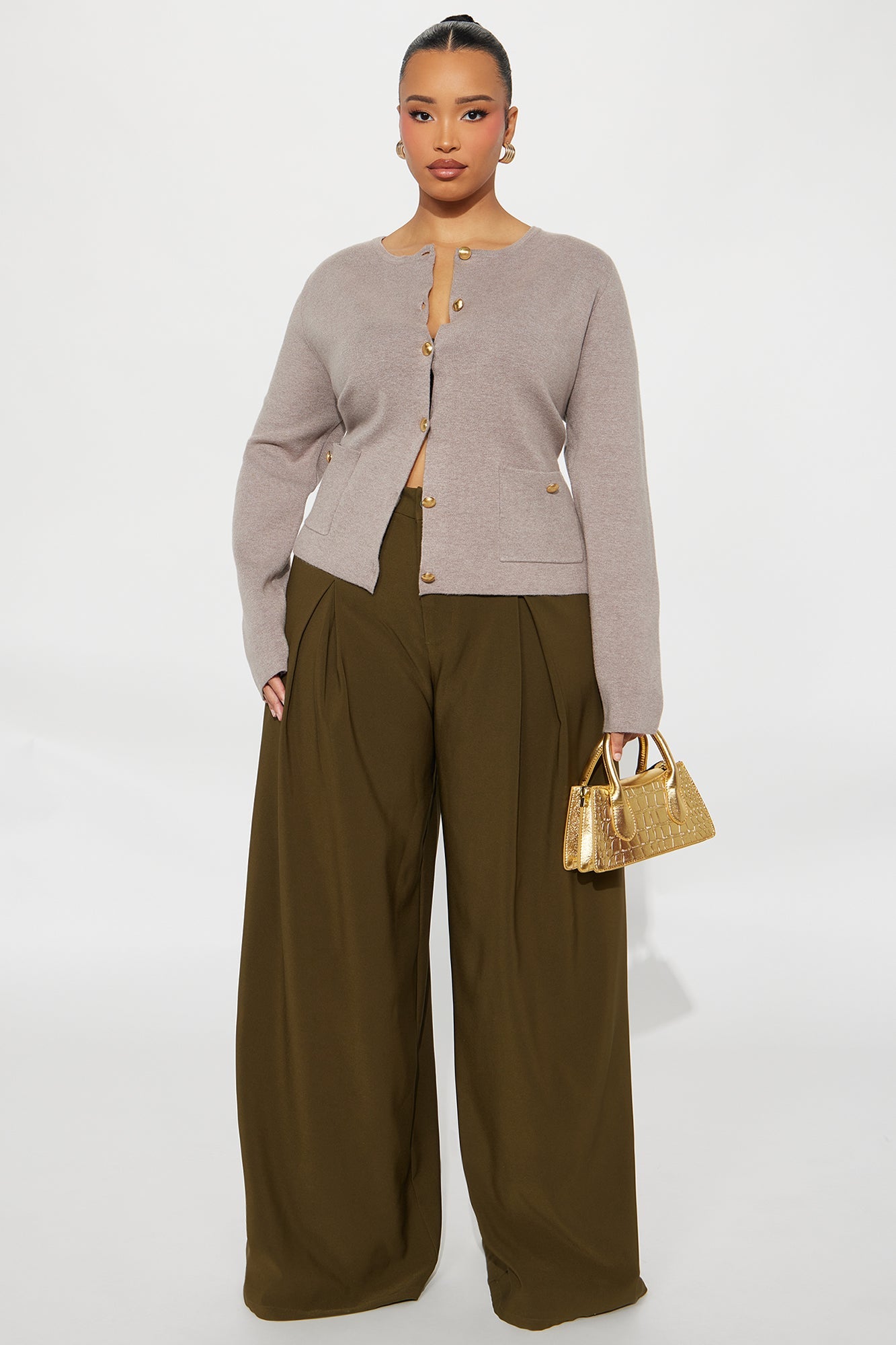 Lindie Hardware Cardigan - Taupe