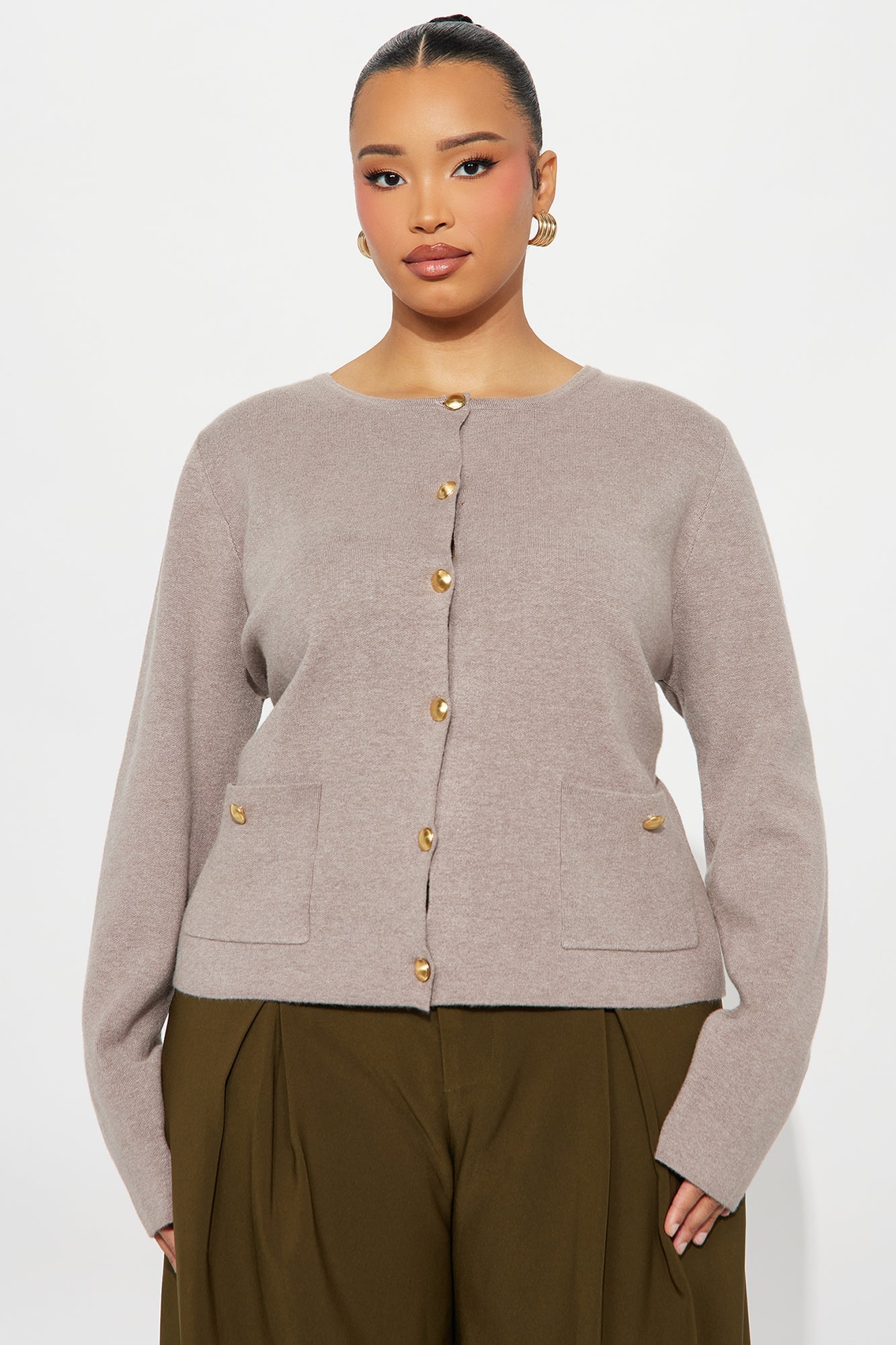 Lindie Hardware Cardigan - Taupe
