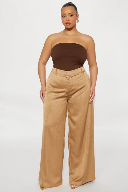 Olandria Textured Wide Leg Pant 33 - Gold