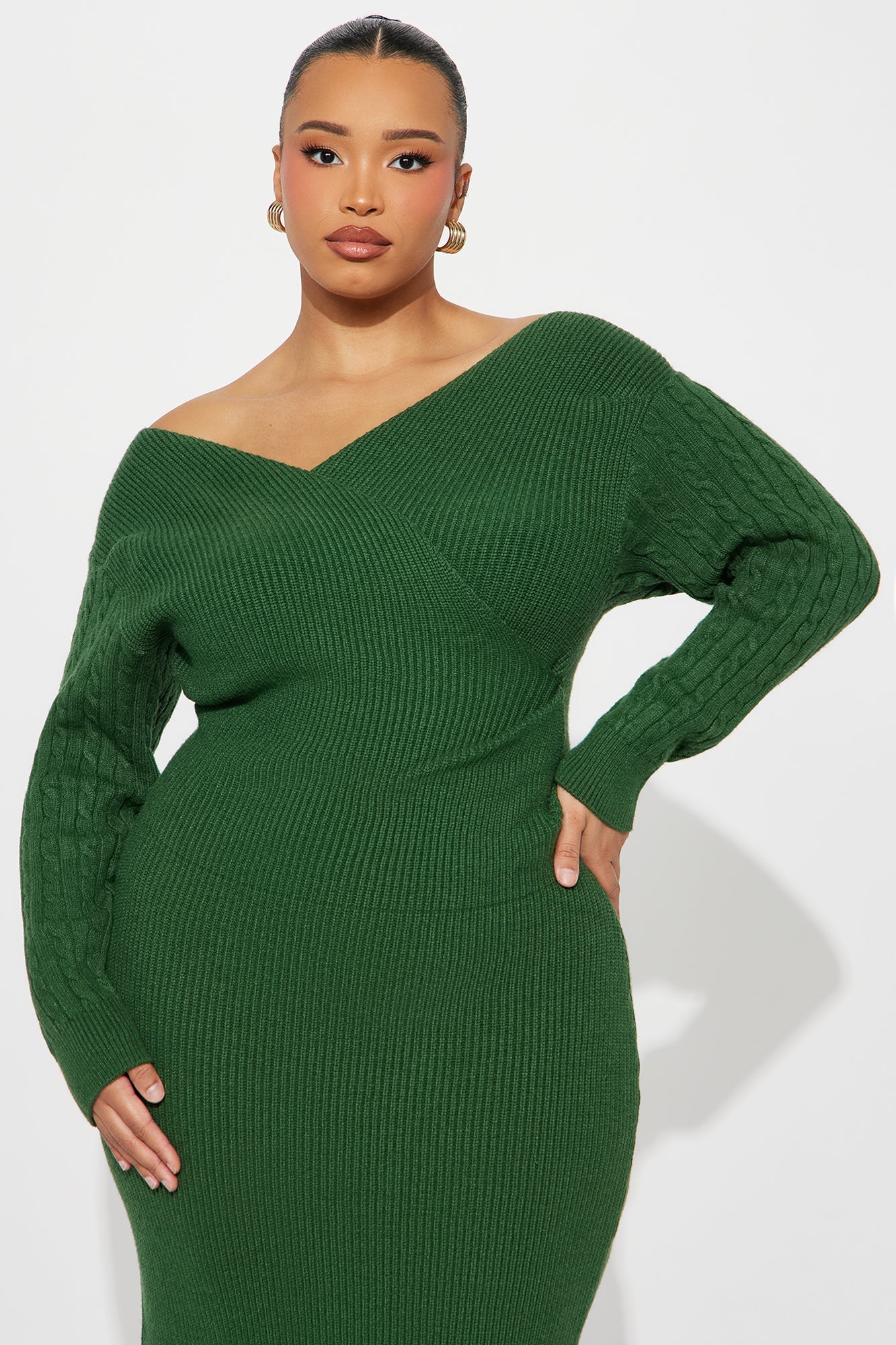 Soft But Savage Midi Sweater Dress - Hunter