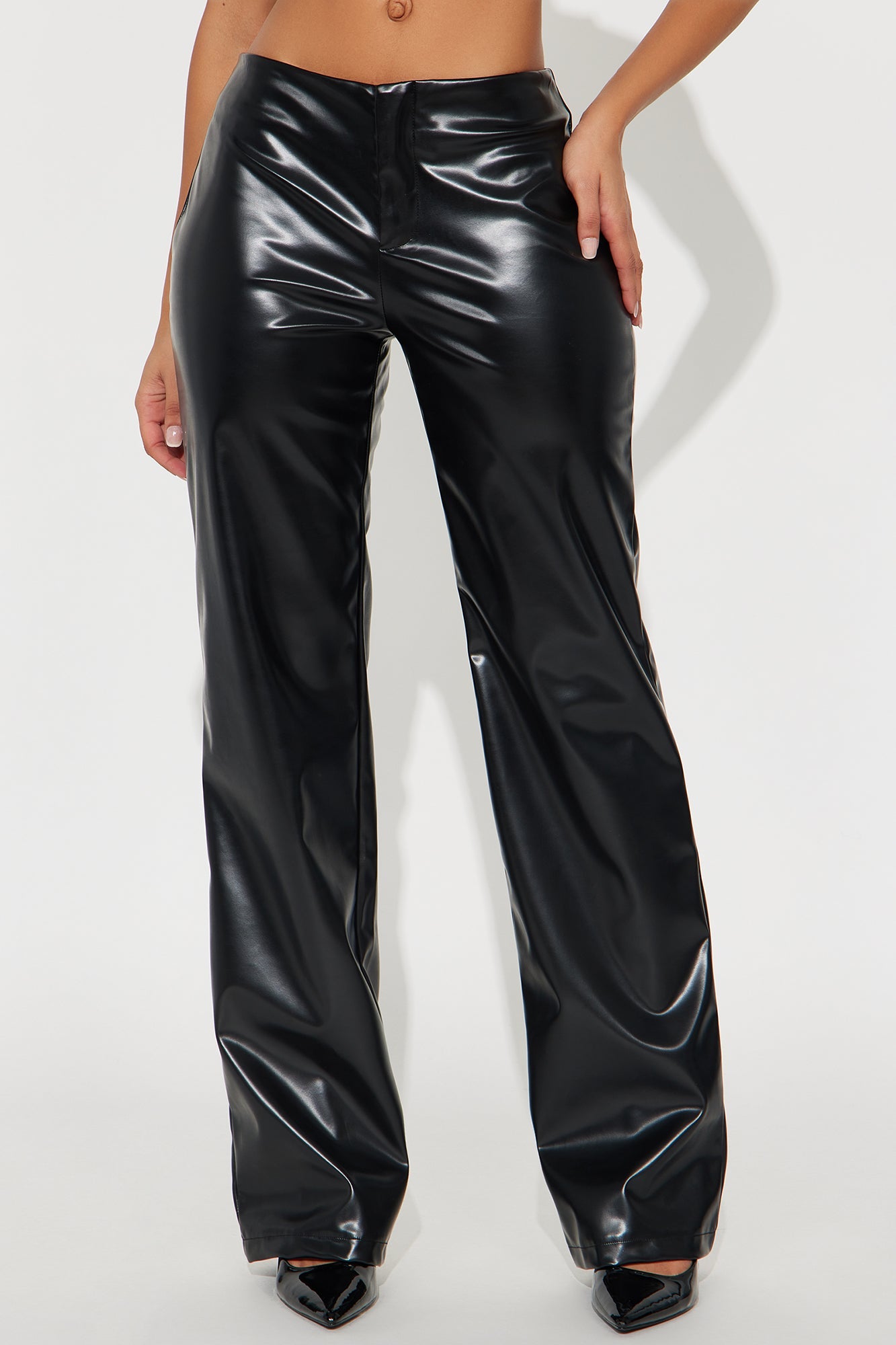 Monica Low Rise Faux Leather Pant 32″ - Black