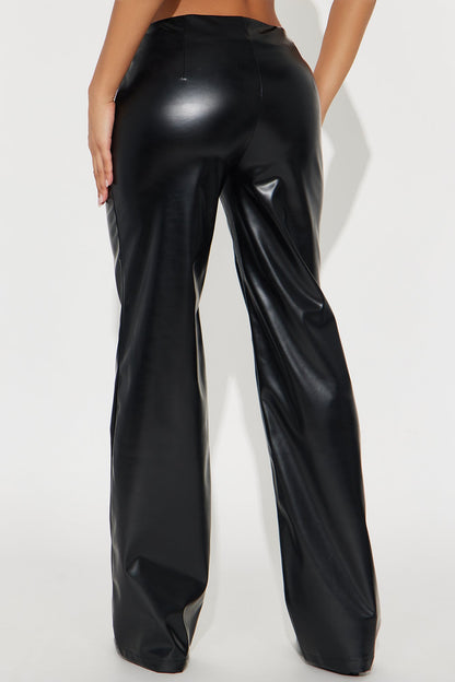 Monica Low Rise Faux Leather Pant 32″ - Black