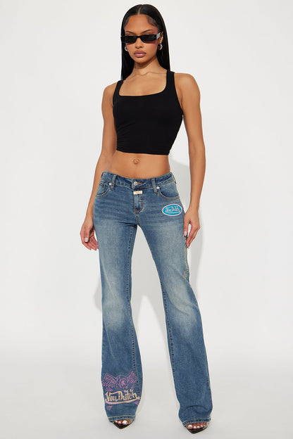 Von Dutch Tinted Low Rise Bootcut Jeans - Light Wash