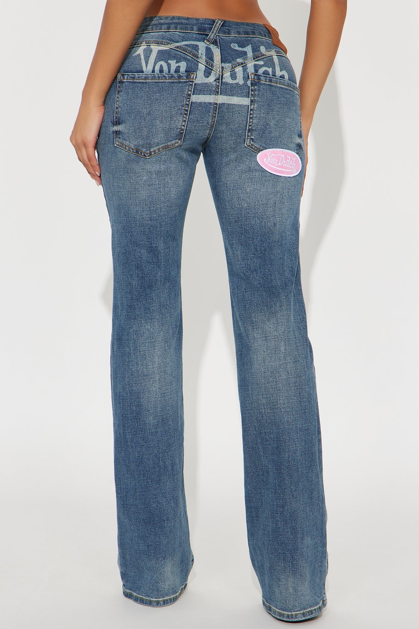 Von Dutch Tinted Low Rise Bootcut Jeans - Light Wash