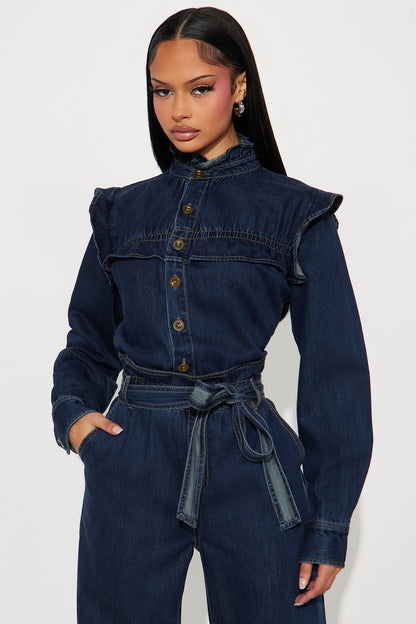 Fresh Start Twill Jumpsuit - Denim